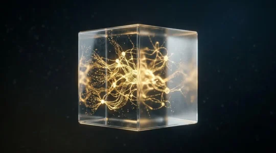 Abstract representation of artificial intelligence transparency and algorithmic trust