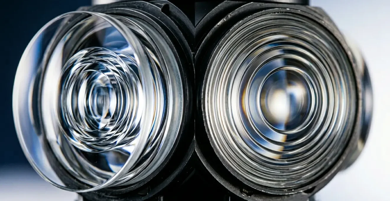 Close comparison of VR optical lens technology demonstrating clarity differences in virtual reality headset design