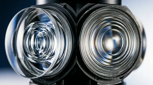 Close comparison of VR optical lens technology demonstrating clarity differences in virtual reality headset design