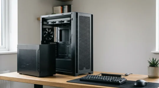 Compact Mini-ITX gaming PC build showcasing efficient cooling and space optimization