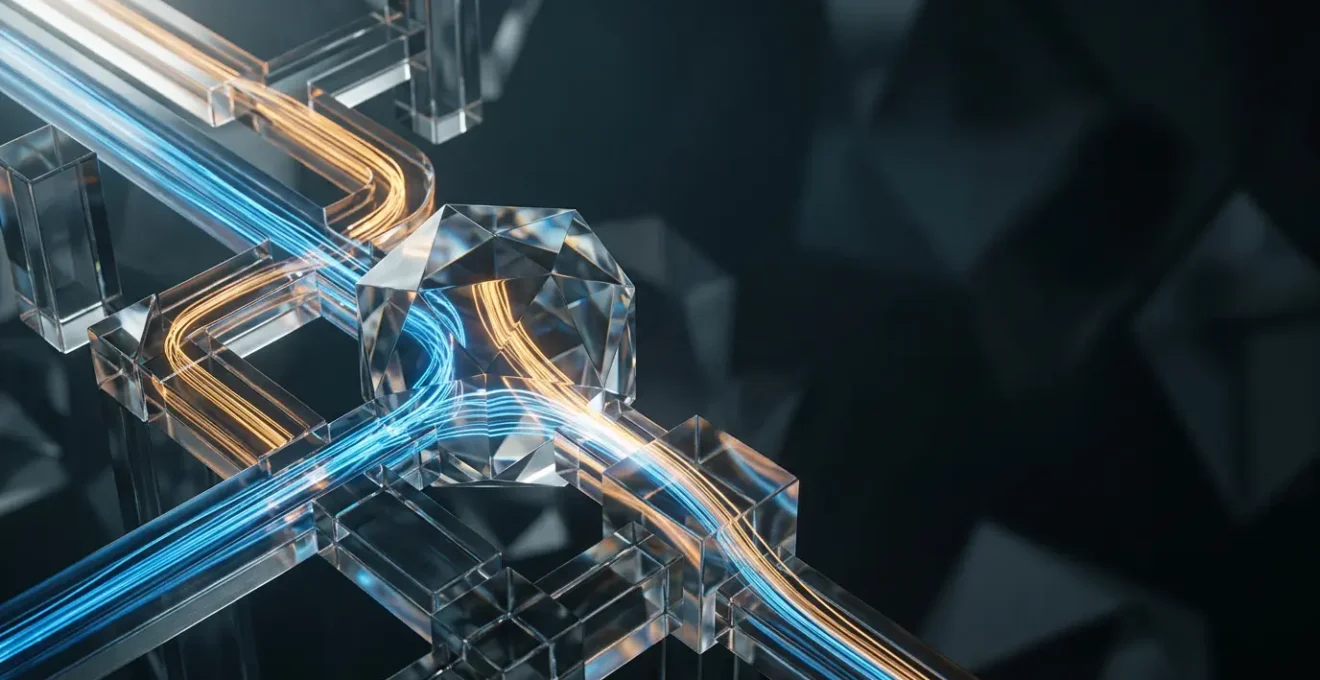 Abstract visualization of secure data transmission through encrypted network tunnels
