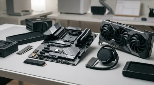 Professional video editing workstation setup with high-performance components showcasing ROI optimization for content creators