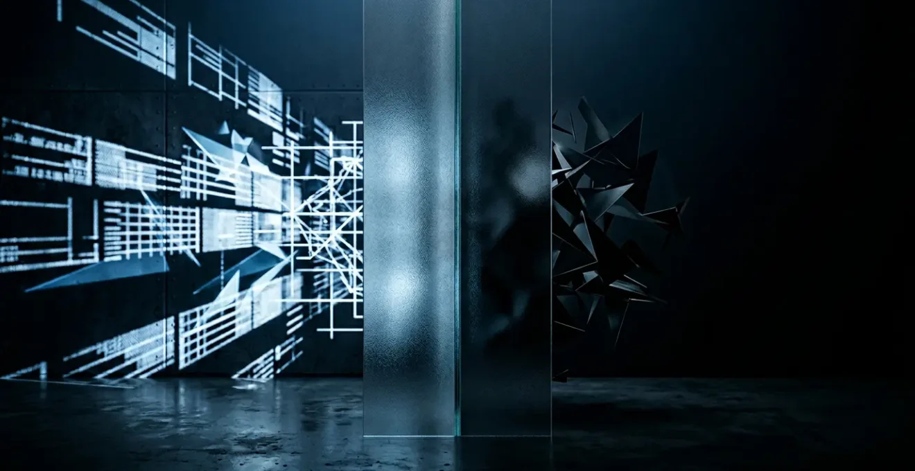 Abstract visualization of zero-day threat detection in cybersecurity environments