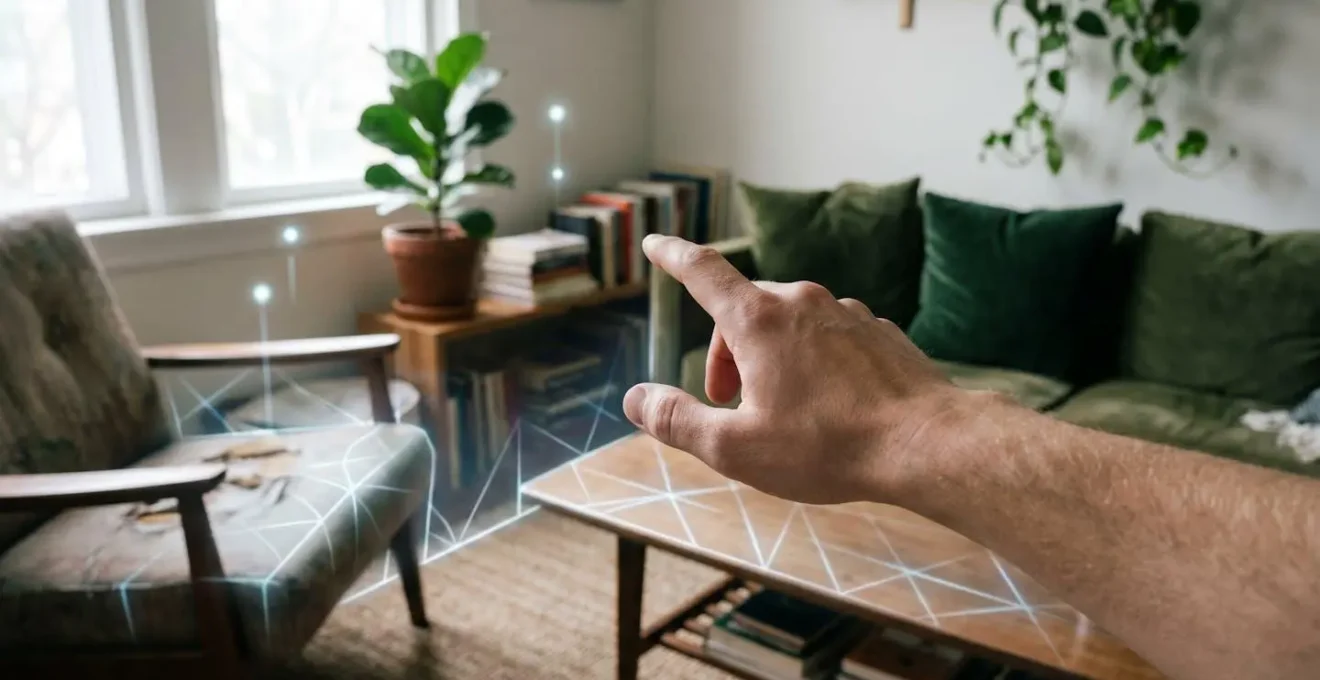 Full-color VR passthrough technology showing enhanced spatial awareness and boundary detection in modern headsets