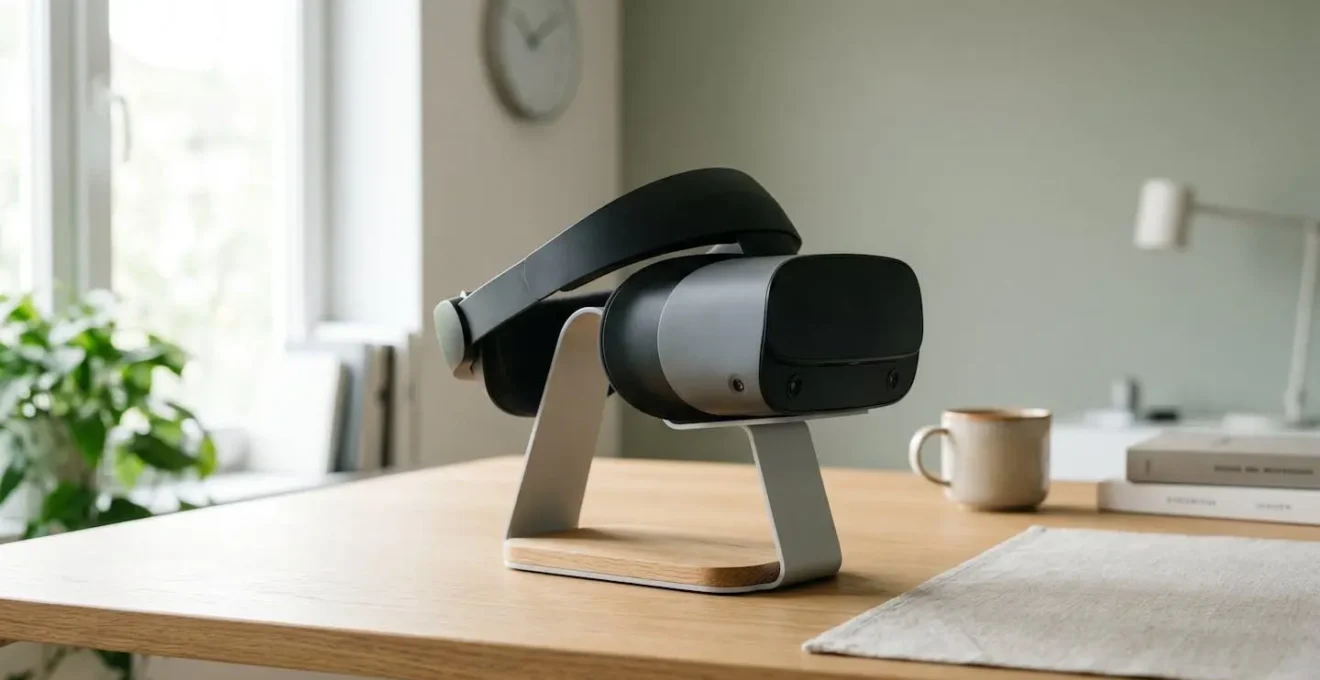 VR headset weight distribution demonstrating center of gravity impact on neck ergonomics during extended sessions